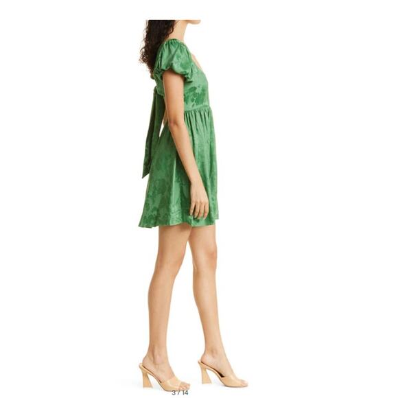 byTiMo Floral Jacquard Babydoll Mini Dress Emerald Green Size XXL NWOT - Picture 4 of 8